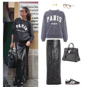 ZARA SEQUIN MIDI SKIRT size XS Black